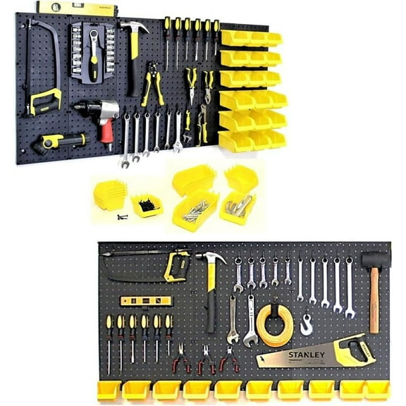 WallPeg 24" x 48" Pegboard Wall Organizer Kit - Peg Board Organizer Accessories for Garage pegboard Storage, Tool & Craft Organization with Pegboard. Hooks, and Peg Board Bins