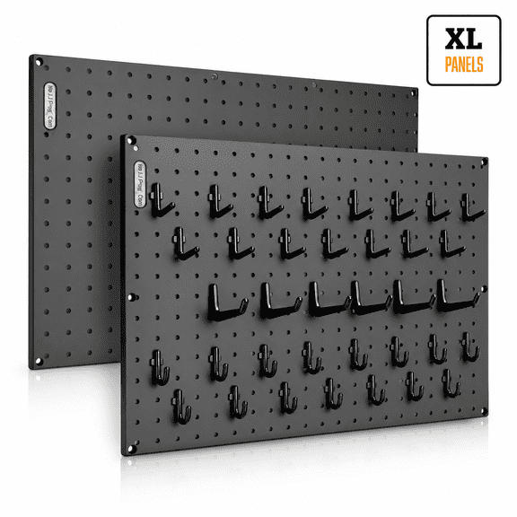 WallPeg 48" Wide Pegboard Kit with 2 Panels & 36 Locking Peg Board Hooks and Panel Set - Tool Parts and Craft Organizer