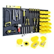 WallPeg Garage Storage System with Panels, Bins, Peg Board Hooks and Panel Set - Tool Parts and Craft Organizer Kit with 12 bins