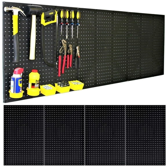 WallPeg Pegboard Kit - 4 Each 24"x16" Peg Board Panels - Made in USA - Mounted Size is 48" x 24" Pegboards Wall Organizer for Walls Home, Garage Tool Storage, Office Organization, Kitchen, Craft Room