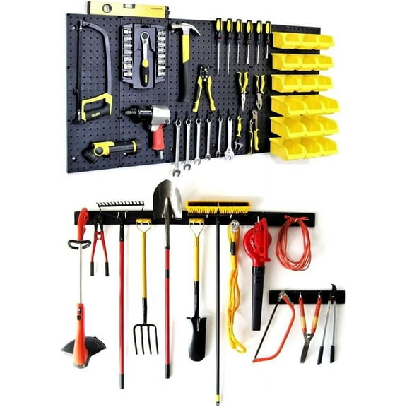 WallPeg Pegboard Wall Organizer - Garden Tool Storage - Hand Tool Organizer - Pegboard Bins for Parts Storage and Organization - Locking Pegboard Hooks