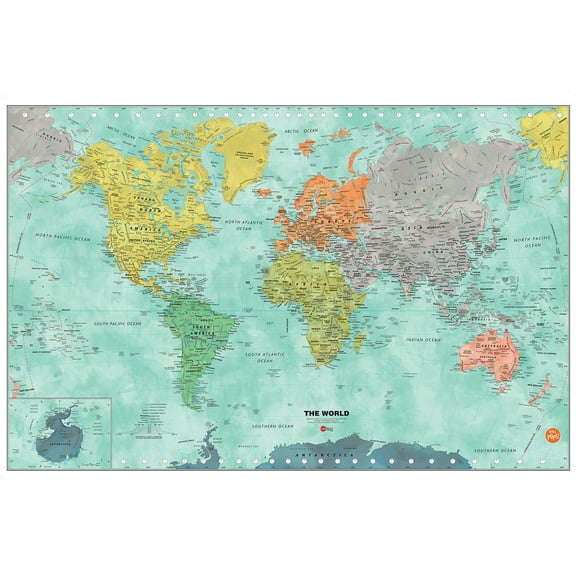 WallPops! Aquarelle World Dry Erase Map Wall Decals