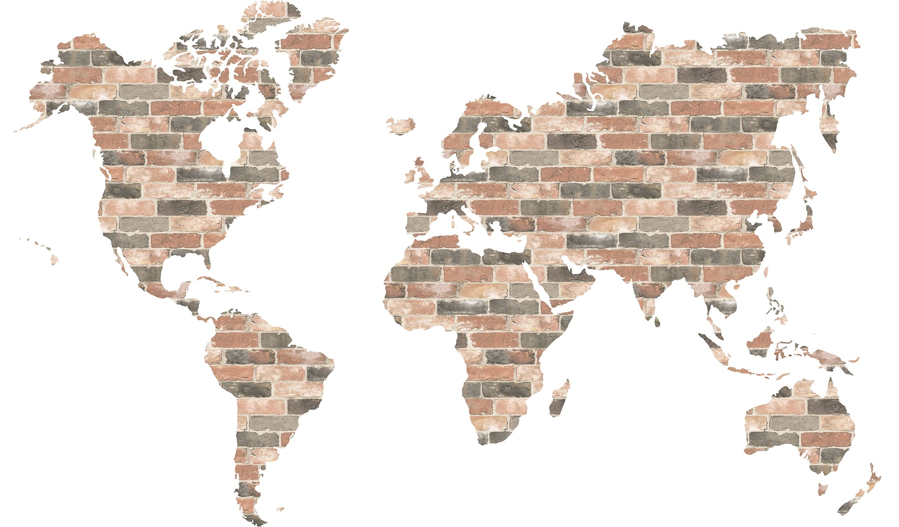 WallPops! Brick Wall World Map Wall Decals Art Kit