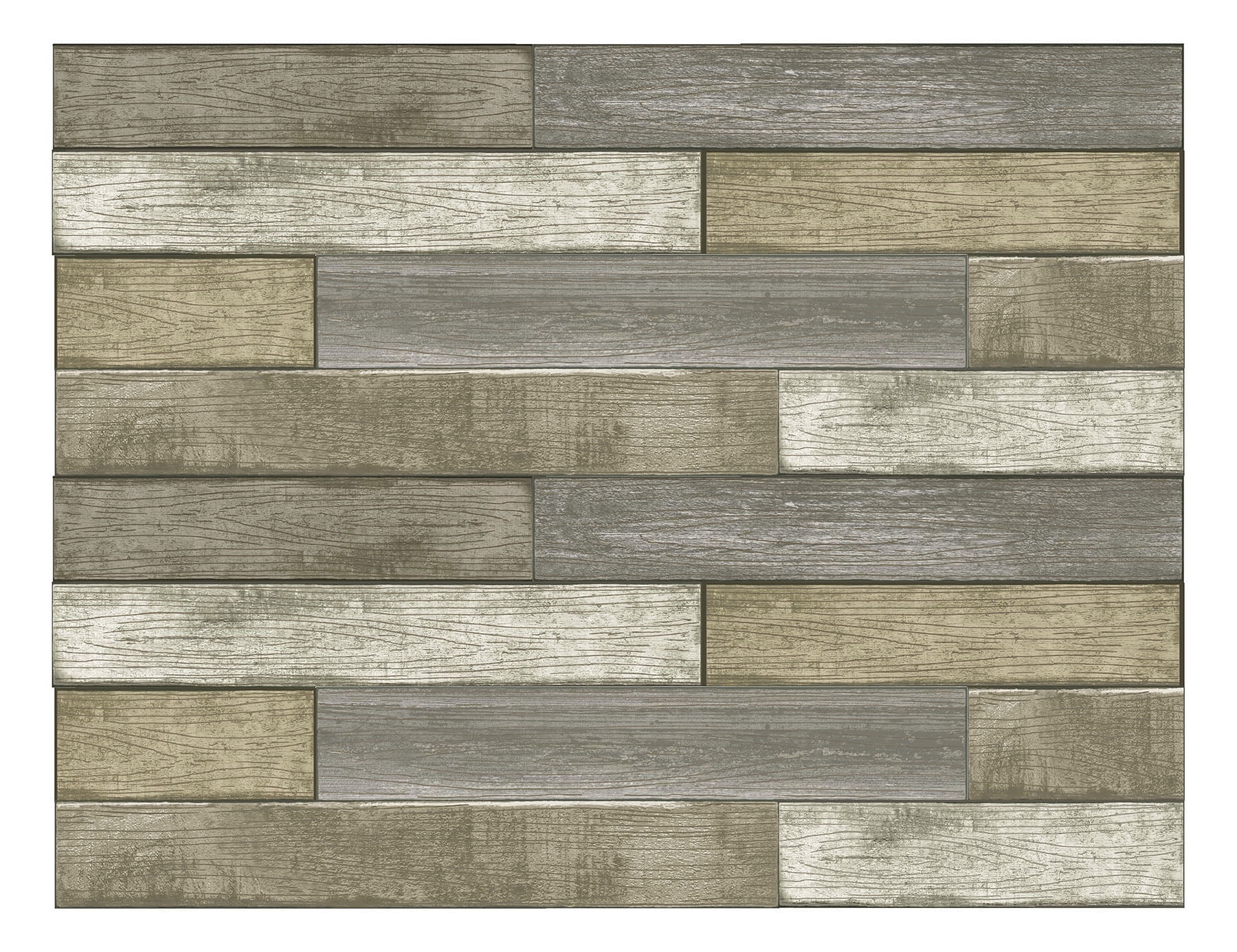 Self-Adhesive Brown and Gray Faux Wood Wall Decal Kit