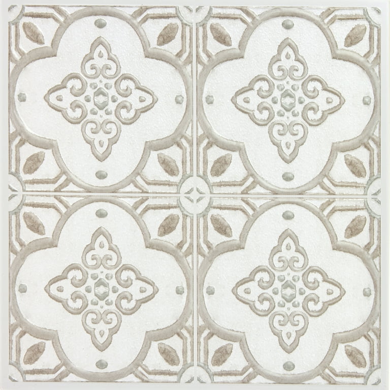 WallPops Clover Taupe Embossed Peel and Stick Backsplash Tiles