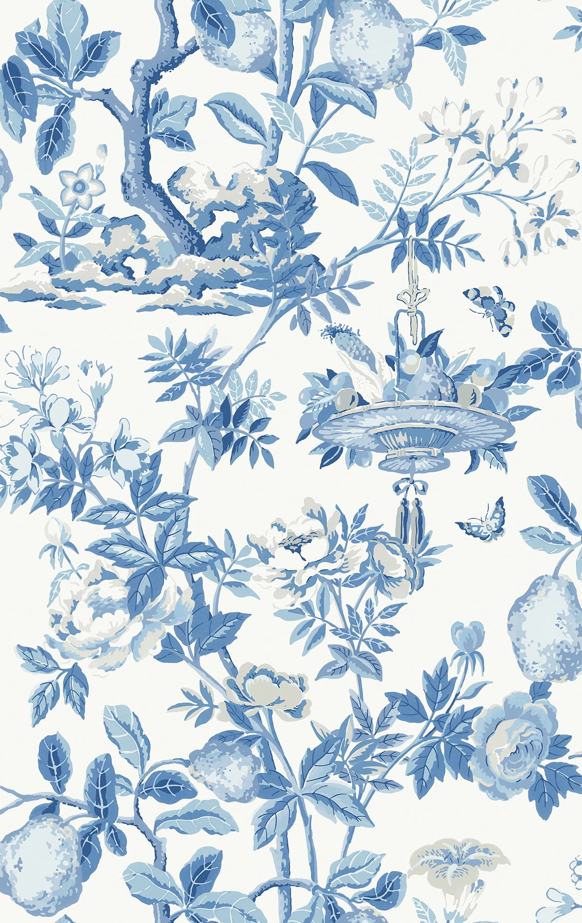 Blue Floral Self-Adhesive Peel and Stick Wallpaper Roll