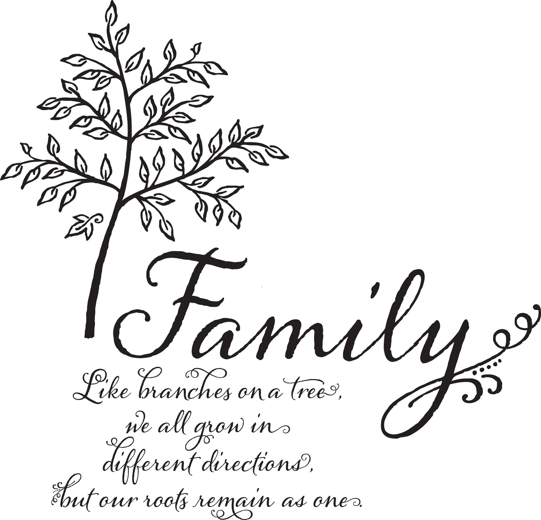 Black and White Family Tree Quote Wall Decal