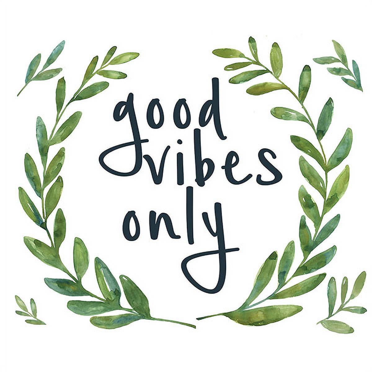 Good Vibes Only Green Watercolor Leaf Wall Decal
