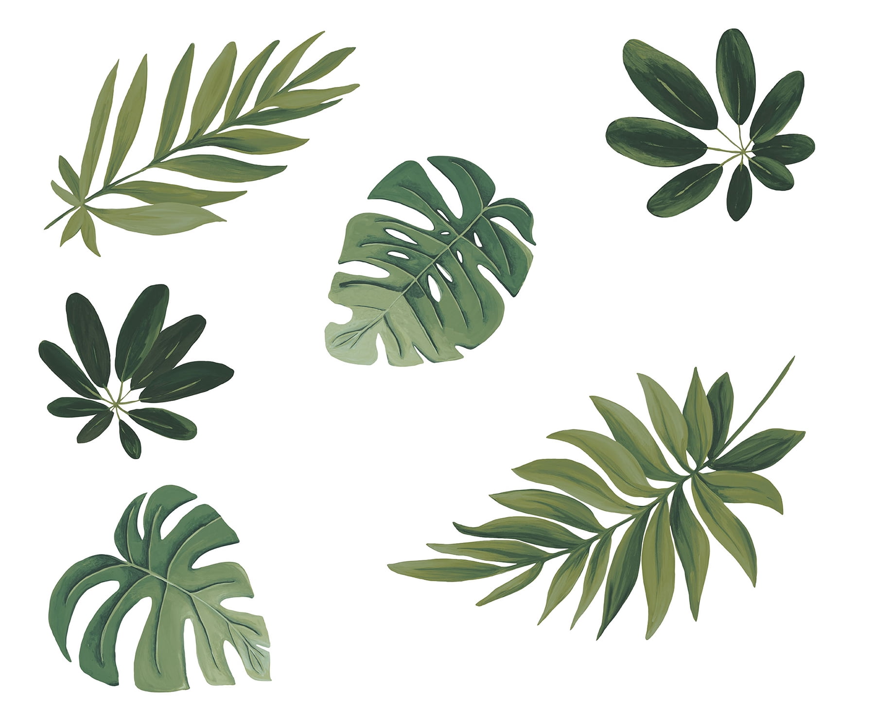 Green Tropical Botanical Leaf Wall Decal Art Kit