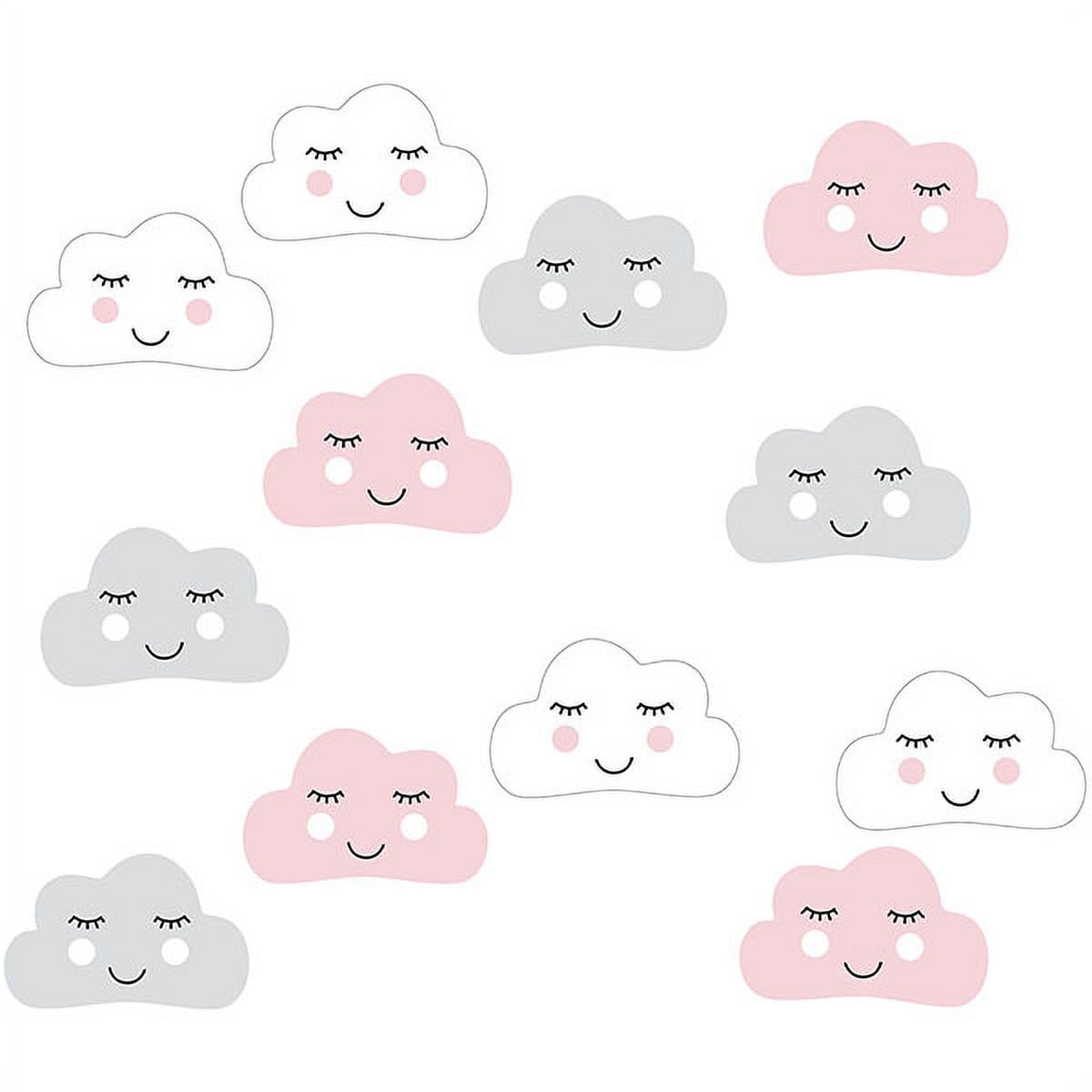 Blushing Clouds Pink and Gray Nursery Wall Decal Set