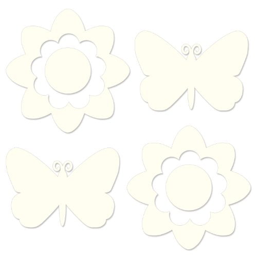WallPops! Ivory Flower Butterfly Silhouette Wall Decals
