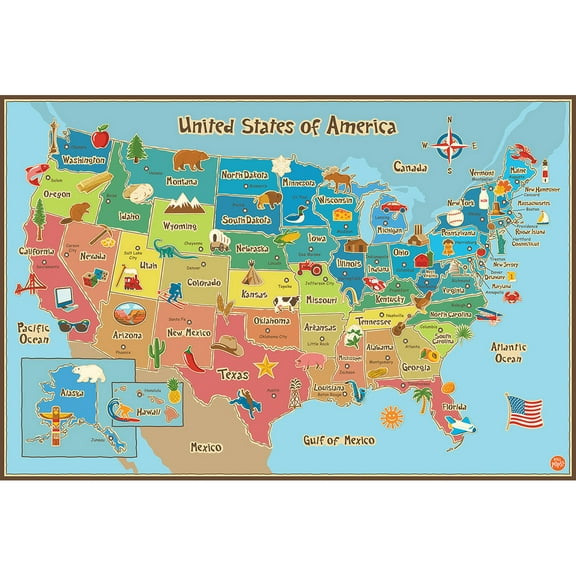 WallPops! Kids Usa Dry Erase Map Wall Decals