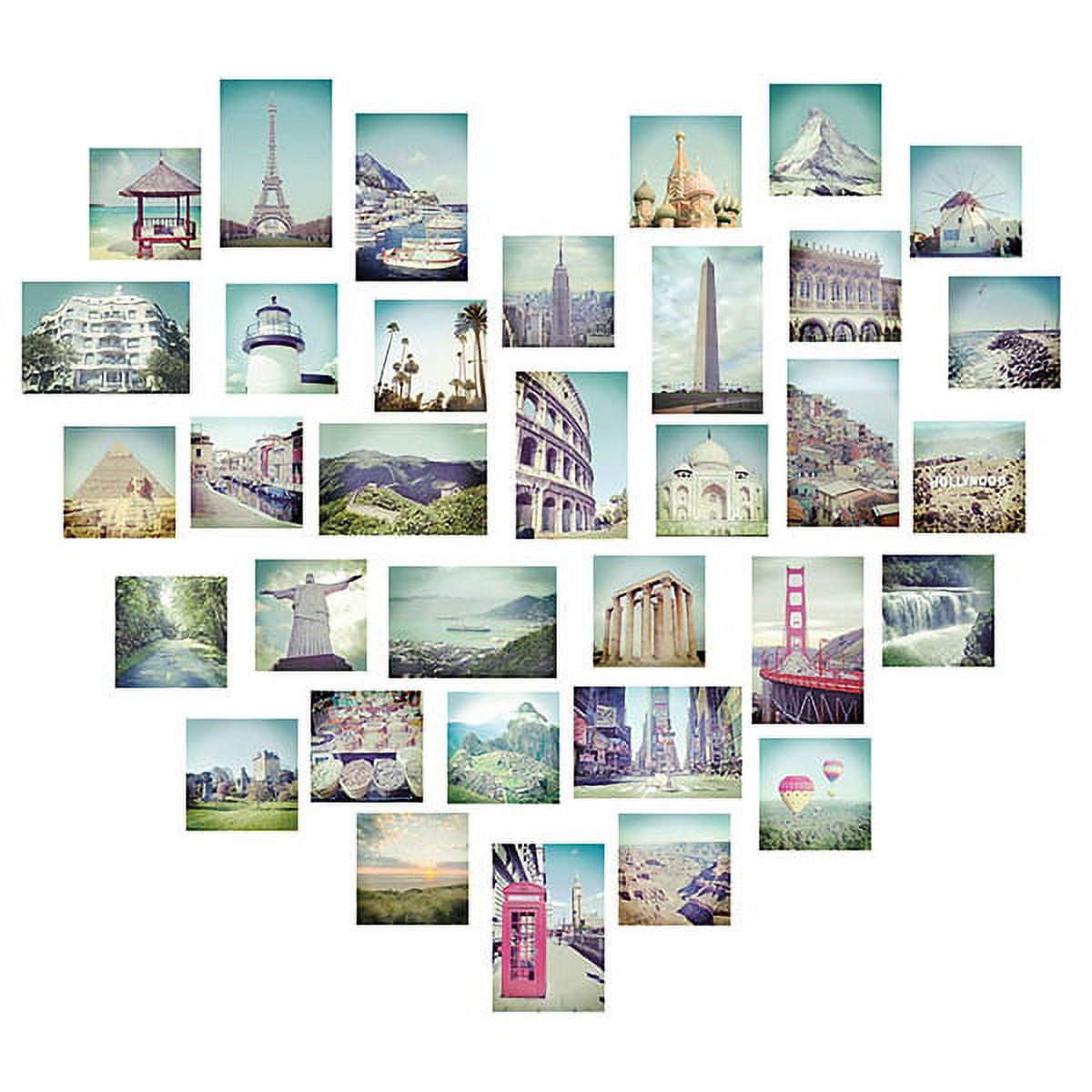 Multicolor Travel Photo Collage Heart Wall Decal Set