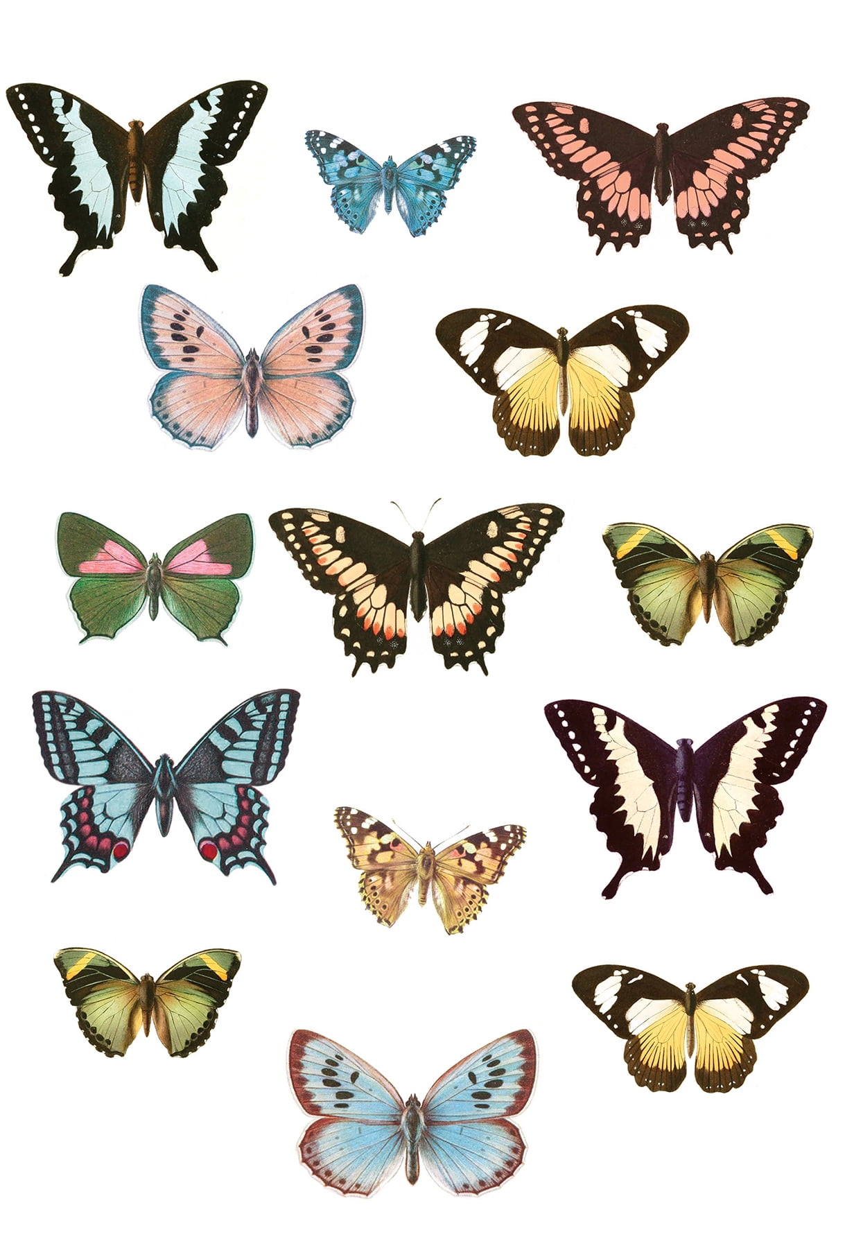 Vintage Glossy Butterfly Wall Decals for Kids, 14 Pieces