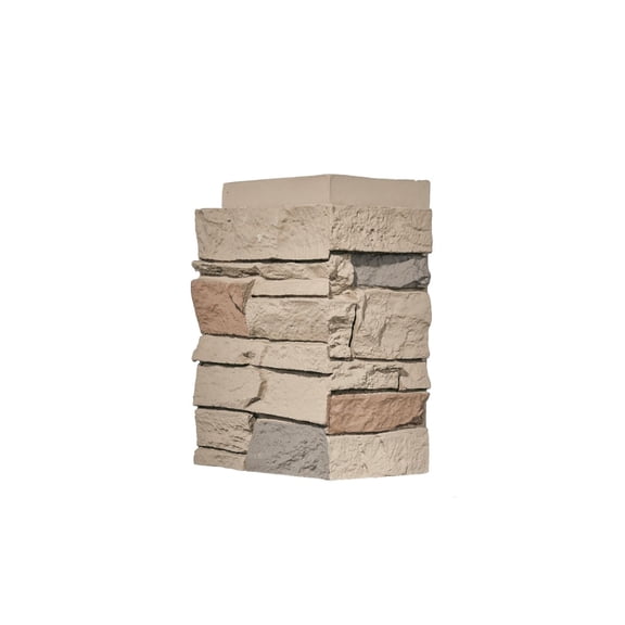 WallWell Desert Yellow 3D Faux Stone Corner Panels, Waterproof High-Density Polyurethane Siding Accessory, 24.88 in. High x 15.63 in. Return, 2 Pack