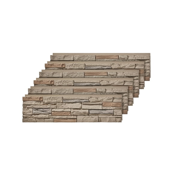 WallWell Desert Yellow Premium Faux Stone Wall Panel, 46.25” x 12.88", Lightweight PU, DIY Tongue & Groove, Indoor/Outdoor Decorative Siding (6 Panels)