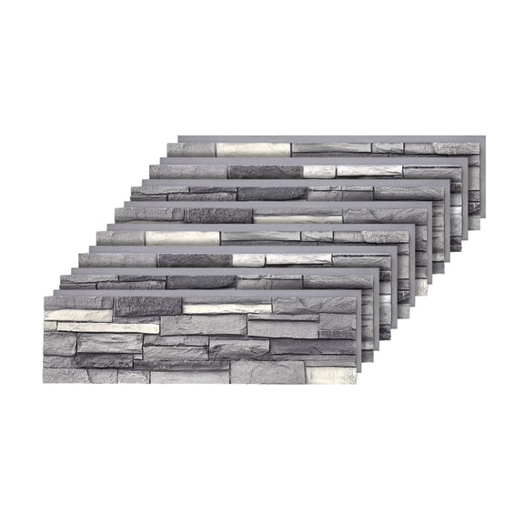 WallWell Fogstone Artisan Hand-Painted Faux Stone Panels - 1.77" Deep 3D Texture - Waterproof High-Density Siding for Home Facade & Accent Wall - 41.92" x 12.4" (8 Panels, 26 Sq. Ft.)