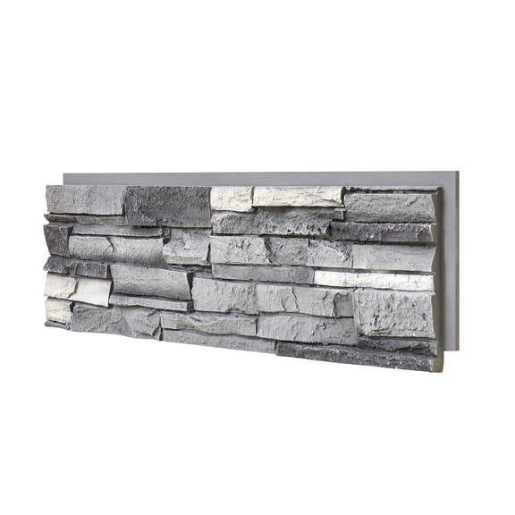 WallWell Fogstone Artisan Hand-Painted Faux Stone Panels - 41.92" x 12.4" (1.77" Deep 3D Texture) - Waterproof High-Density Wall Siding for Home Facade & Decorative Fireplace - 1 Panel