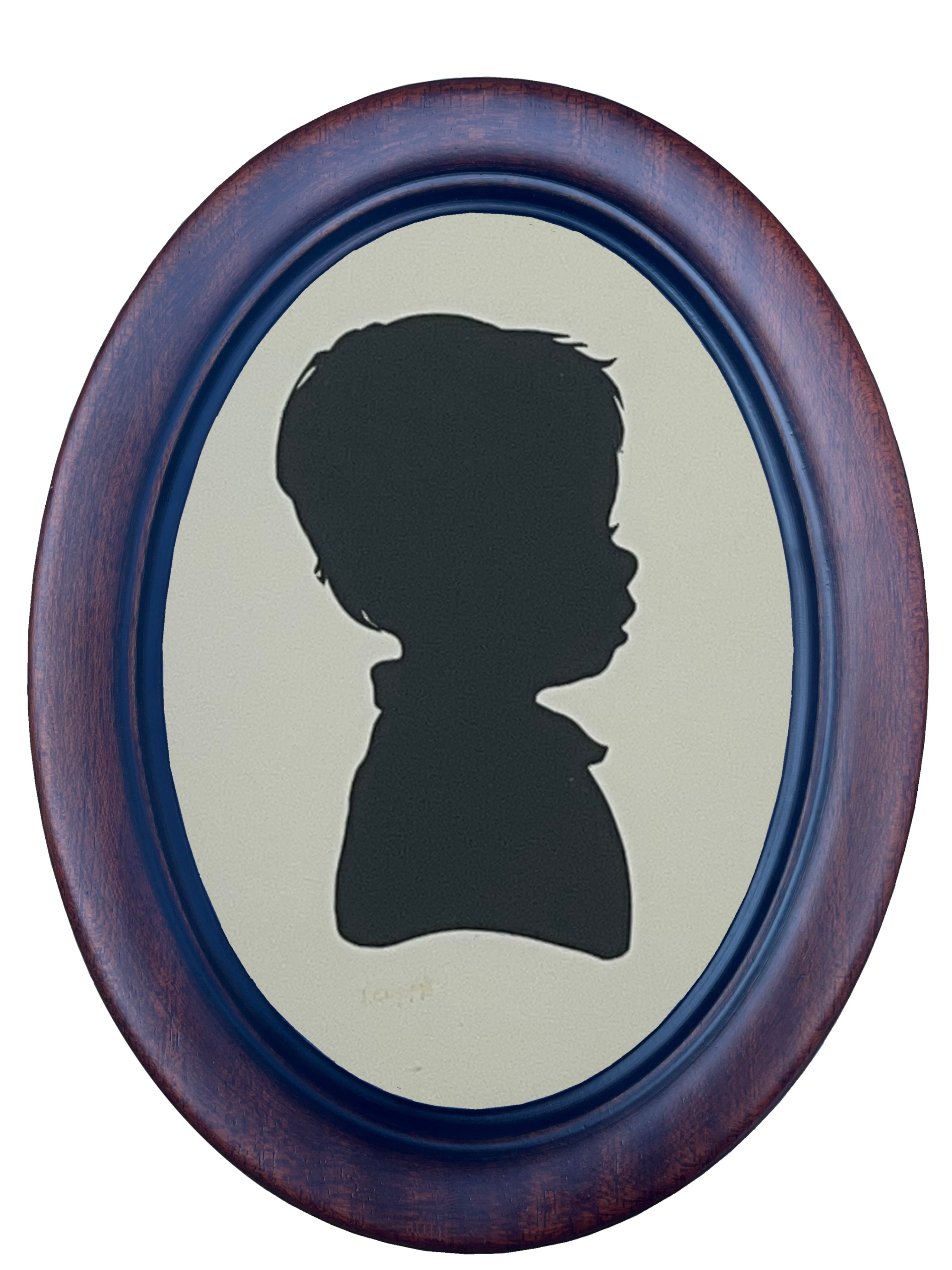 WallWorks Classic Oval Silhouette Picture Frame 5X7 - Hand Made Solid Wood Frame - Hand applied two toned walnut stain