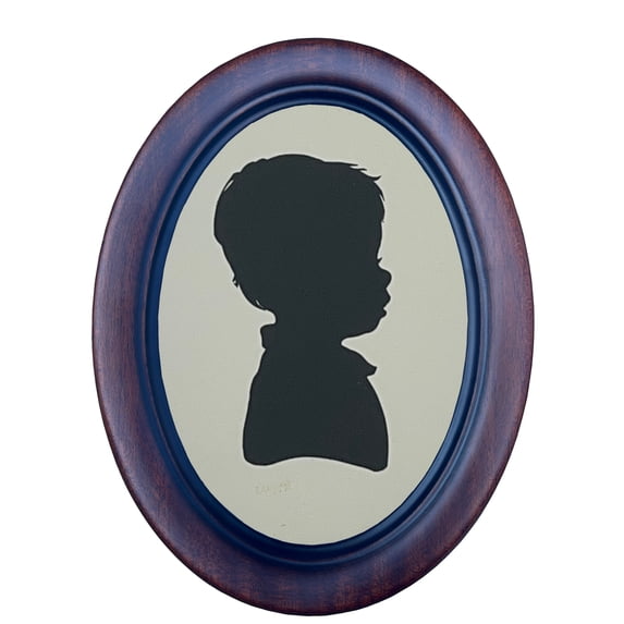 WallWorks Classic Oval Silhouette Picture Frame 5X7 - Hand Made Solid Wood Frame - Hand applied two toned walnut stain