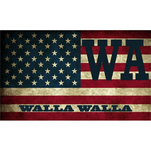 Walla Walla WA Washington Walla Walla County Vintage US Flag Decal Bumper Sticker 3M Vinyl 3" x 5"