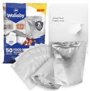 50 Pack Wallaby Gusset Mylar Bags for Food Storage, 1 Pint (5.5 Mil - 6" x 8") Stand-up Resealable Zipper Pouches - Silver