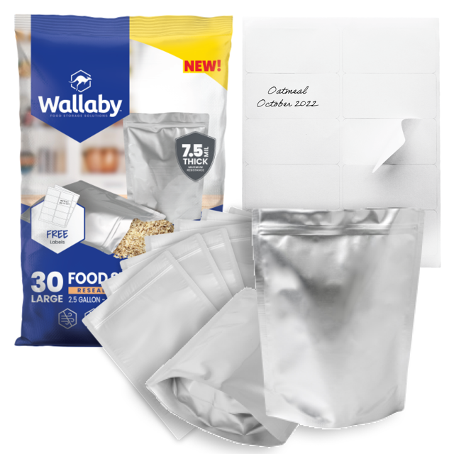 Wallaby 2.5Gallon Gusset Mylar Bag Bundle 30x (7.5 Mil 12" x 18