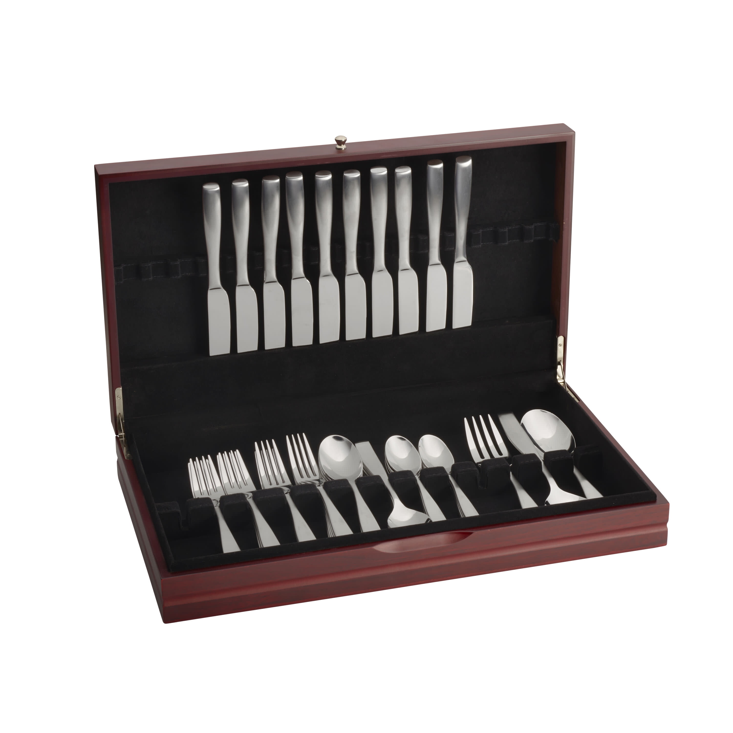 Wallace Dark Walnut 19-Inch Flatware Storage Chest with Silver Knob