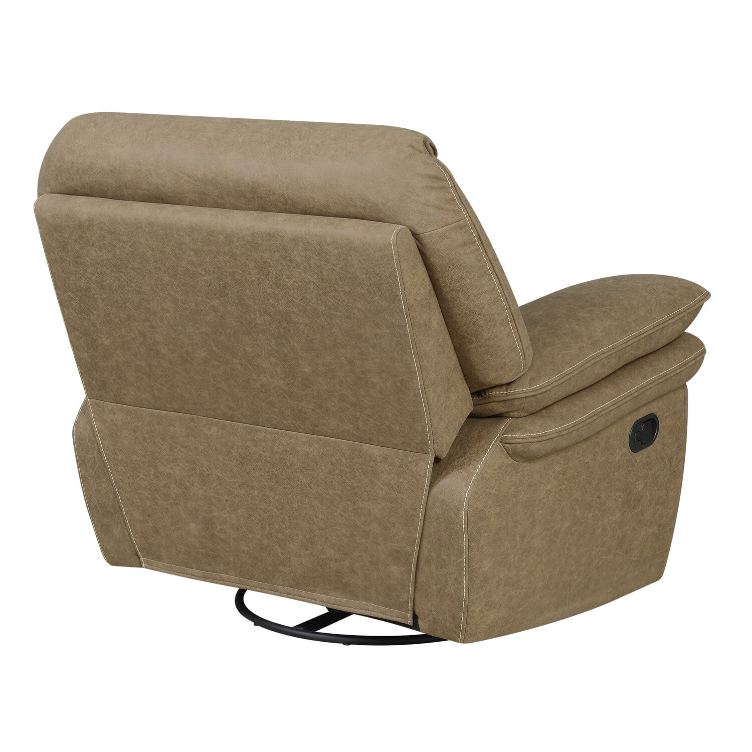 Desert Sand Faux Leather Swivel Recliner with Manufactured Wood Frame