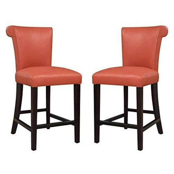 Wallace & Bay Carrillo III 24 in. Faux Leather Upholstered Counter Stool - Set of 2 - Persimmon