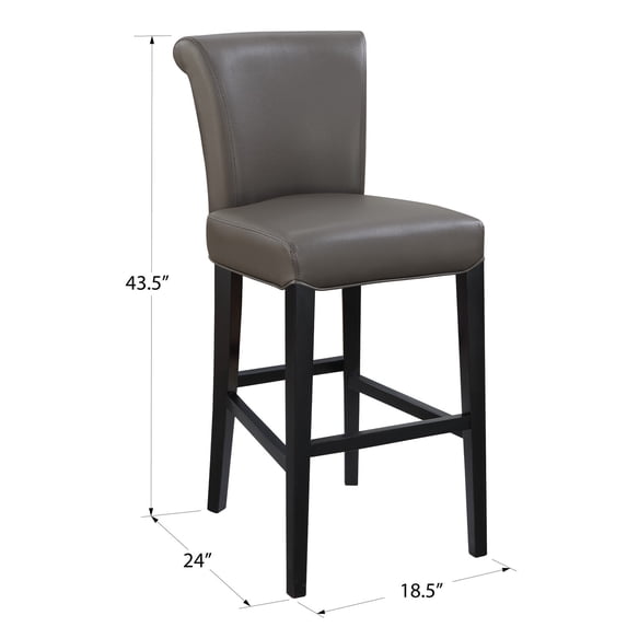 Wallace & Bay Carrillo III 30 in. Faux Leather Upholstered Barstool - Set of 2 - Gunmetal Gray
