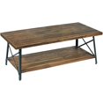 thumbnail image 1 of Wallace & Bay Douglas Rustic Brown and Metal Gray 45" Coffee Table with Solid Wood Top, Metal Base, And Open Storage Shelf, 1 of 6