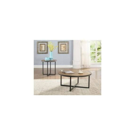 Wallace & Bay Oceans Round End Table, Antique Pine