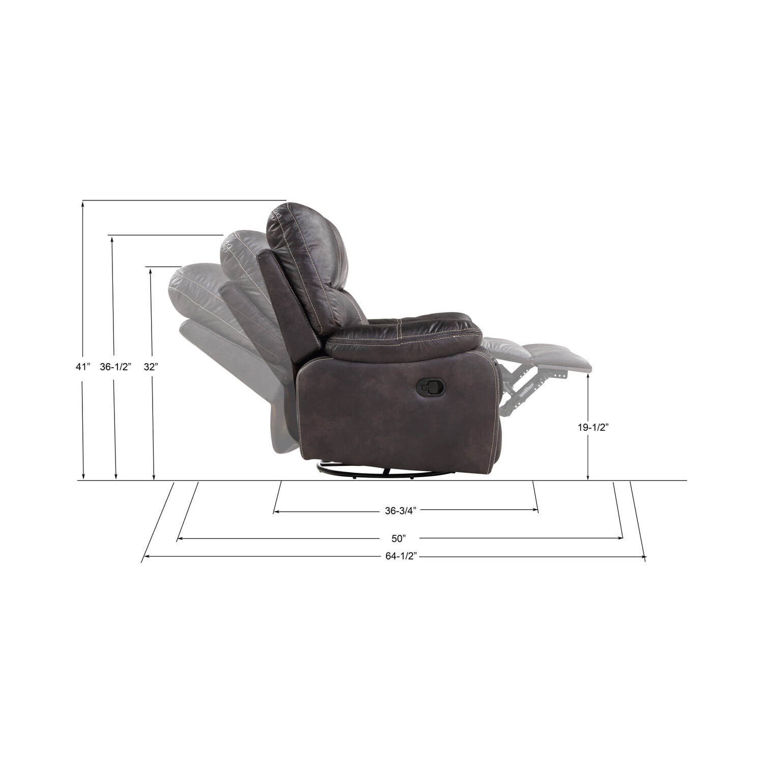 White Faux Leather Swivel Recliner with Spot Design