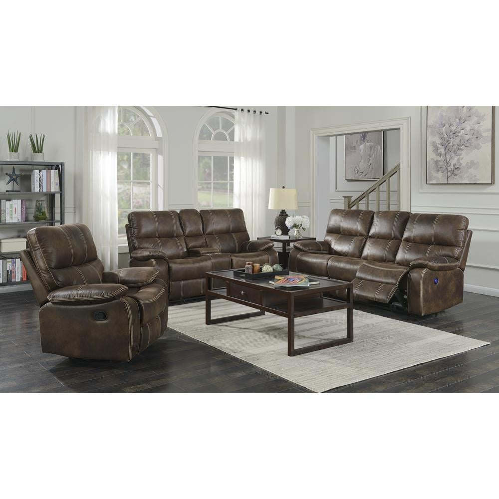 Brown Faux Leather Swivel Recliner Chair