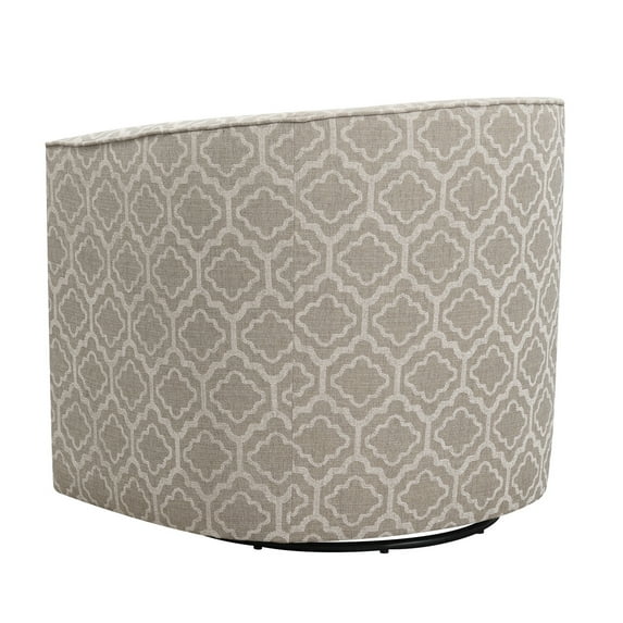 Wallace Bay Little Beige Graphic Swivel Accent Chair with Barrel Back And Welt Trim