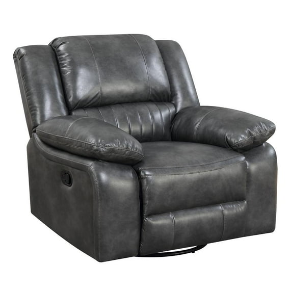 Marshall Gray Swivel Recliner Glider with Faux Leather Upholstery