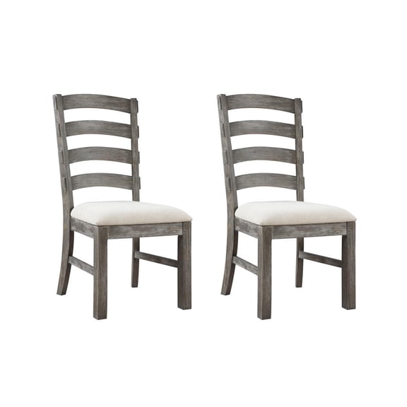 Wallace & Bay Morris Weathered Gray Ladderback Dining Chair - Set of Two