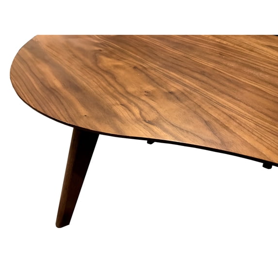 Wallace & Bay Pineda Walnut Brown 48" Coffee Table with Curved, Tear Drop Shaped Top And Round, Slanted Legs