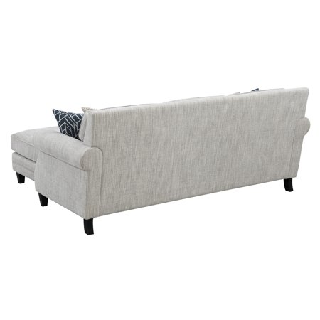 Wallace & Bay Rivers Malted Milk Sectional Chofa, with Pillows, Reversible Chaise, Rolled Arms, And Nailhead Trim