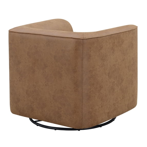 Wallace & Bay Ryan Rustic Brown Swivel Accent Chair with 360 Swivel And U-Shape