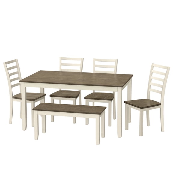 Wallace & Bay Wallce & Bay Radiant Dogwood Bark & Blossom 6 Piece Dining Table Set