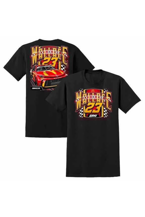 Wallace Bubba #23 Racing Car Black T-Shirt, Graphic 2-Sides Gift Fan Shirt,Black Color,Size M