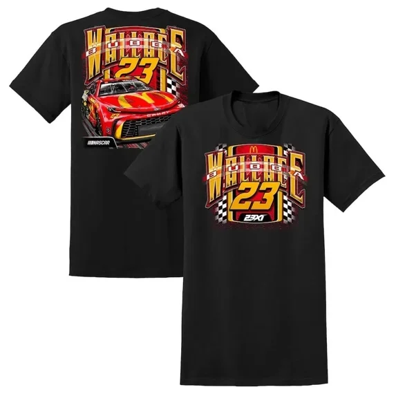 Wallace Bubba #23 Racing Car Black T-Shirt, Graphic 2-Sides Gift Fan Shirt