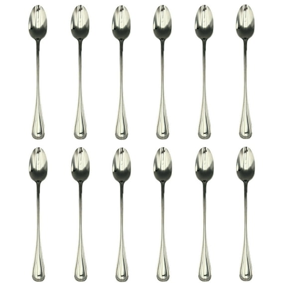 Wallace Continental Bead 18/10 Stainless Steel Iced Beverage Spoon (Set of Twelve)