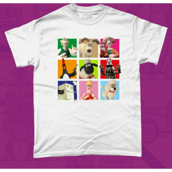 Wallace & Gromit cartoon T-shirt white Cotton All Sizes S to 5Xl