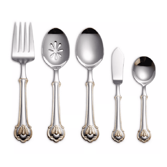 Wallace Napoleon Bee Gold Accent 18/10 Stainless Steel 5pc. Hostess Set