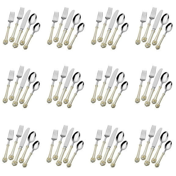 Wallace Napoleon Bee Gold Accent 18/10 Stainless Steel 60pc. Flatware Set (Service for Twelve)