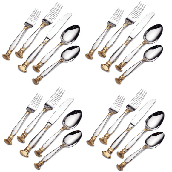 Wallace Salacia Gold Accent 18/10 Stainless 20pc Flatware Set (Service for Four)
