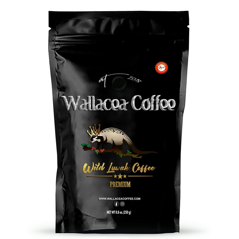 Wallacea Coffee Wild Certified Kopi Luwak Coffee Beans Roasted Coffee Beans Sumatra Indonesia Gourmet Exotic Coffee 8.8 oz